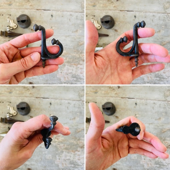 ♥️ Vintage ♥️ Old Metal Fleur De Lis - White Chippy Wall Hook - Junk Drawer Lot - Picture 7 of 7